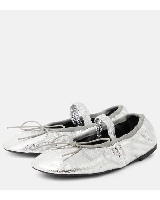 Proenza Schouler White Metallic Leather Ballet Flats