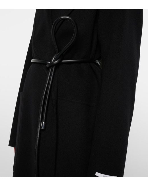 Sportmax Black Belted Oversized Virgin Wool Wrap Coat