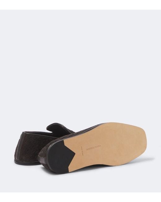 Bottega Veneta Black Palazzo Intrecciato Suede Slip-On Shoes for men