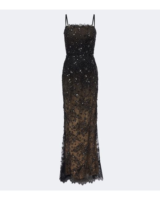 Elie Saab Black Sequined Lace Gown