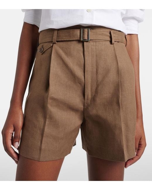Ralph Lauren Brown Denise Belted Linen Shorts