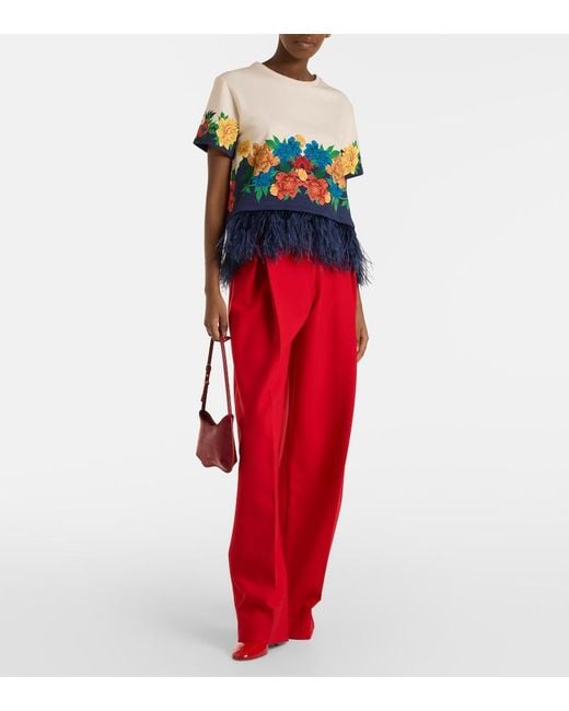 LaDoubleJ Blue La Scala Floral Cotton Jersey T-Shirt