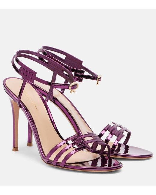 Gianvito Rossi Pink Metallic Leather Sandals