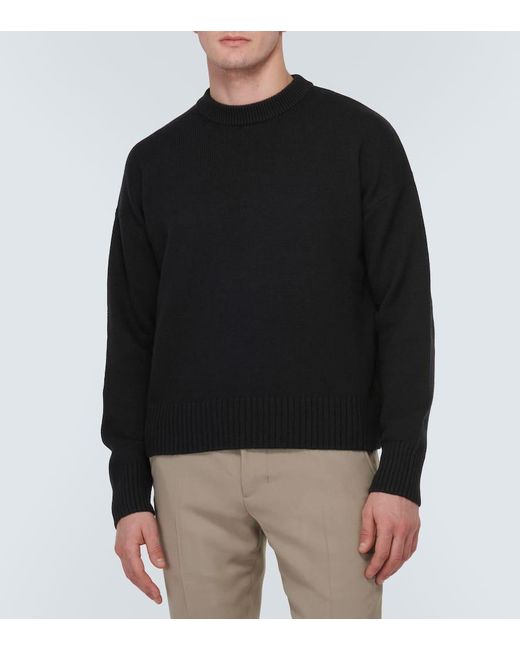 Pullover cropped in lana e cashmere di AMI in Black da Uomo