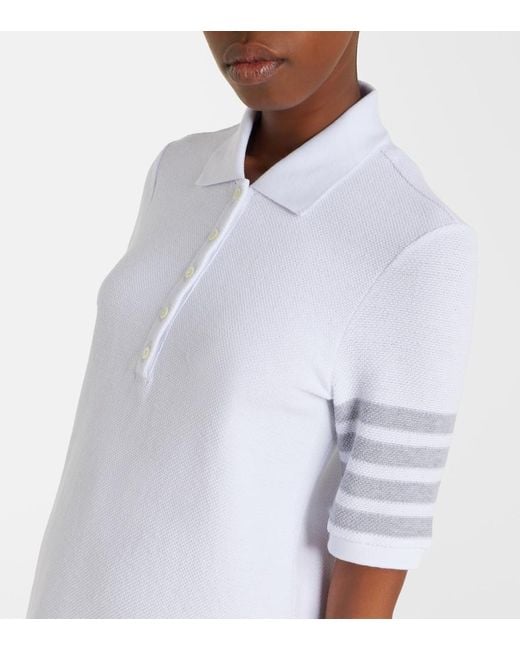 Thom Browne White 4-Bar Cotton Pique Polo Dress