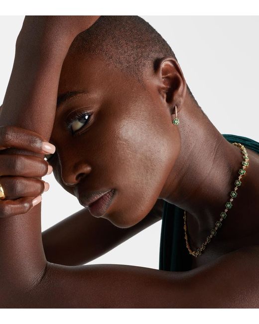 Pendientes Flora De Oro De 18 Ct Con Diamantes Y Esmeraldas Anita Ko de color White