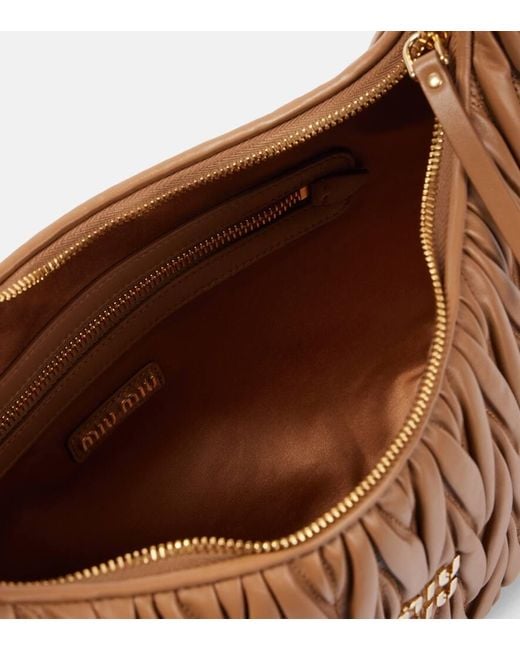 Miu Miu Brown Wander Medium Matelasse Leather Shoulder Bag