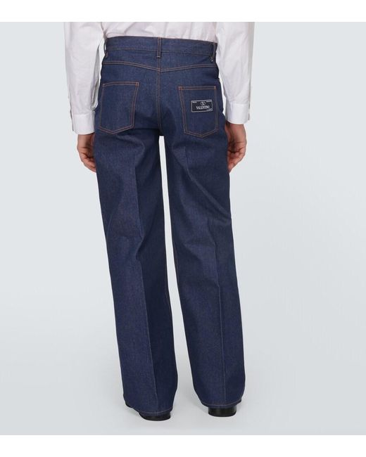 Valentino Blue Mid-Rise Wide-Leg Jeans for men