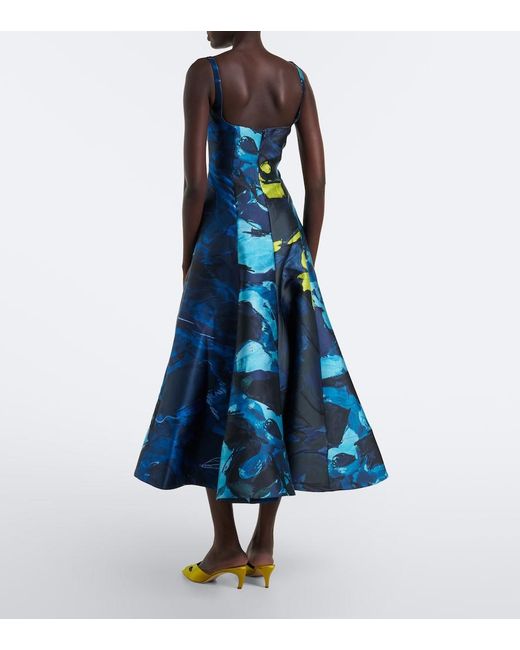 Roksanda Blue Zelia Printed Gathered Midi Dress