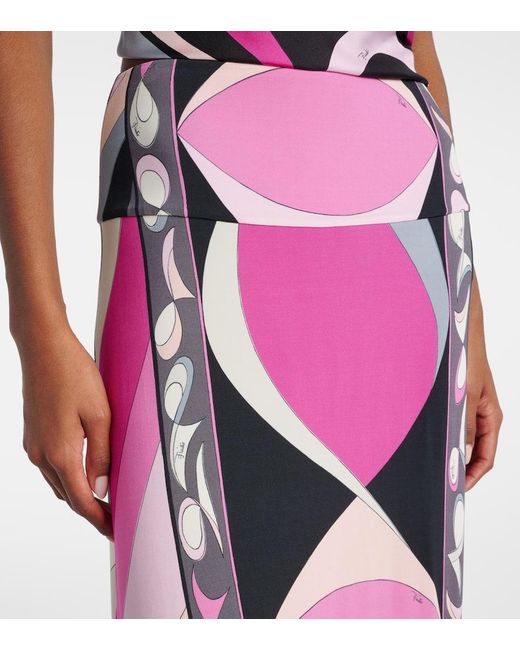 Emilio Pucci Pink Maxirock Marmo Aus Satin