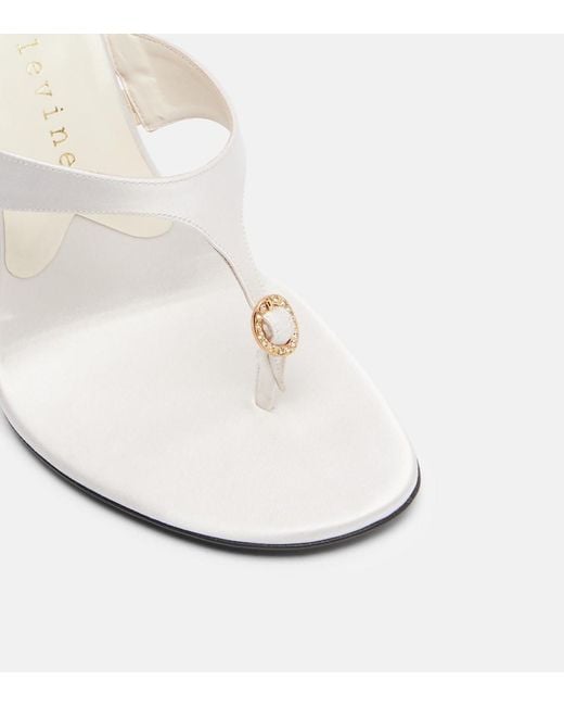 Herbert Levine White Kiss And Tell Embellished Satin Thong Sandals