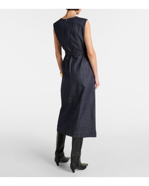 Vestido Midi De Denim Con Cinturon Max Mara de color Blue