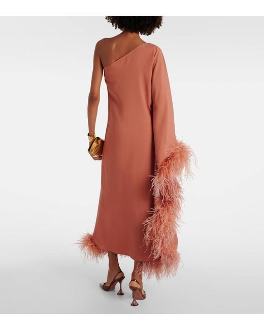 ‎Taller Marmo Orange Ubud Extravaganza Feather-trimmed Gown