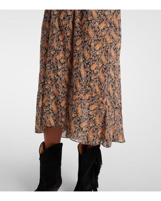 Isabel Marant Brown Greila Cotton Voile Midi Dress
