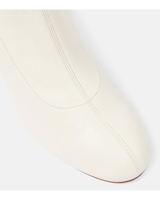 Khaite White Apollo Leather Ankle Boots