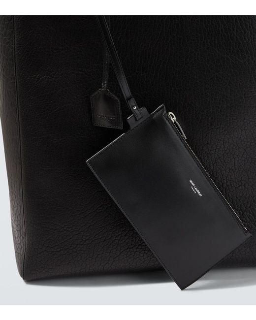 Saint Laurent Black Bold Leather Tote Bag for men