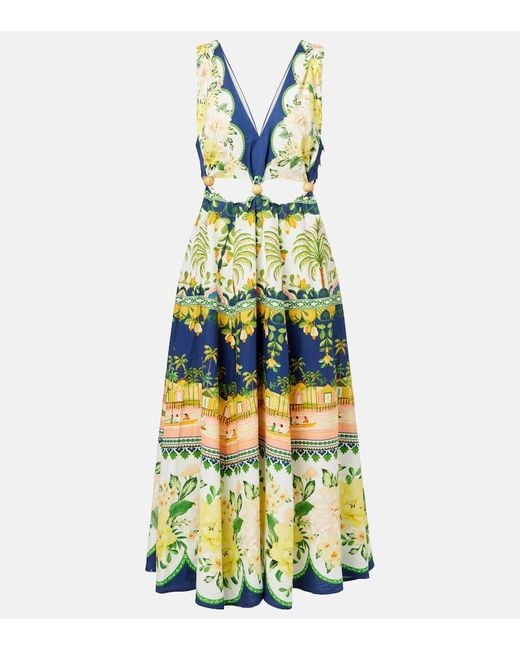 Vestido Midi Adornado Con Aberturas Farm Rio de color Yellow