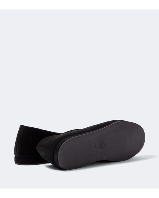 Saman Amel Black City Suede Slip-On Shoes for men