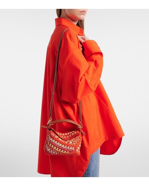 Loewe Red Paula's Ibiza Puzzle Mini Raffia Top-Handle Bag