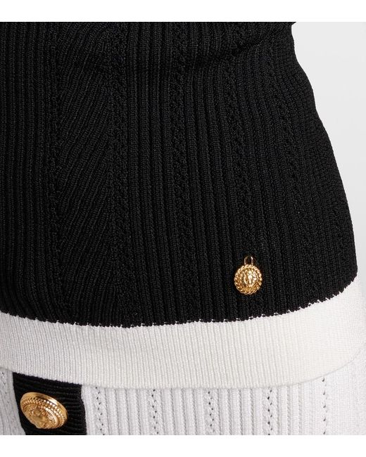 Balmain Black Ribbed-Knit Top