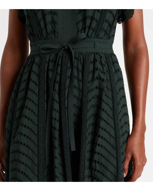 Vestido Midi Olga De Algodon Con Bordado Ingles Ulla Johnson de color Green