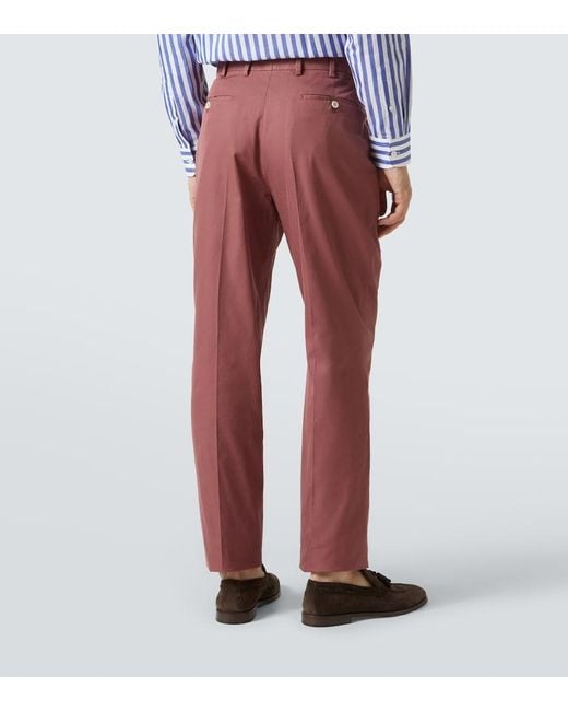 Dunhill Red Cotton Straight Pants for men