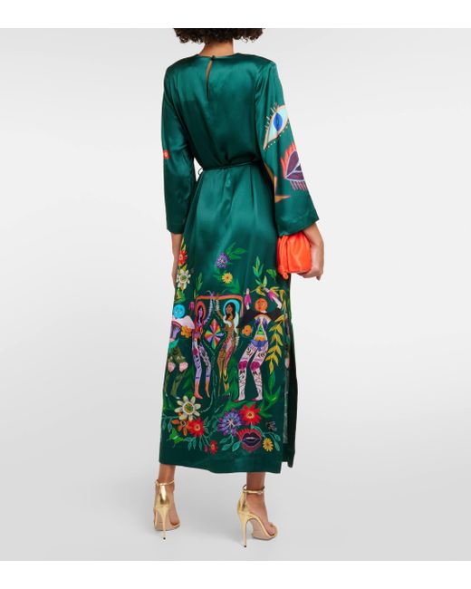 Robe longue Dimi en jacquard de soie ALÉMAIS en coloris Green