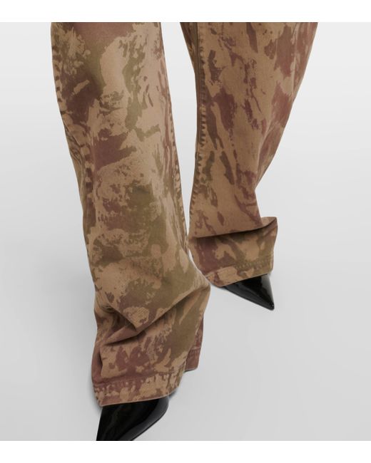 The Attico Brown Effie Camouflage Barrel-leg Jeans