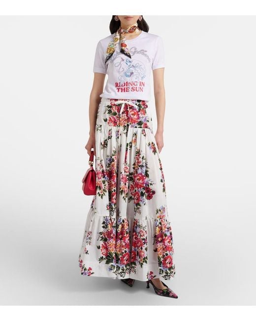 Dolce & Gabbana White Printed Cotton Jersey T-Shirt