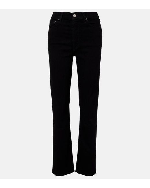 Agolde Black 90's Pinch Waist High-Rise Straight Jeans