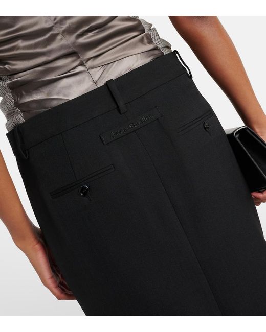 Acne Black Wool-Blend Maxi Skirt