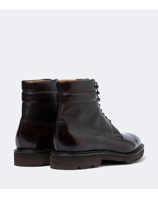John Lobb Black Alder Leather Lace-Up Boots for men