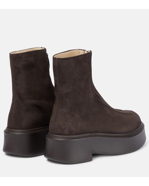The Row Brown Suede Platform Ankle Boots