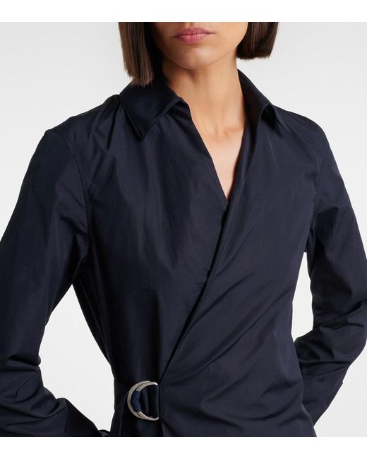 Loewe Blue Draped Cotton Wrap Dress