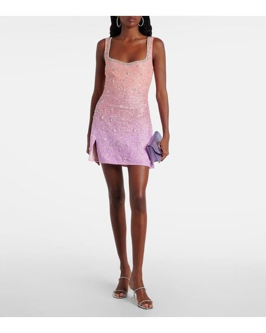 Clio Peppiatt Pink Crystal Beaded Minidress