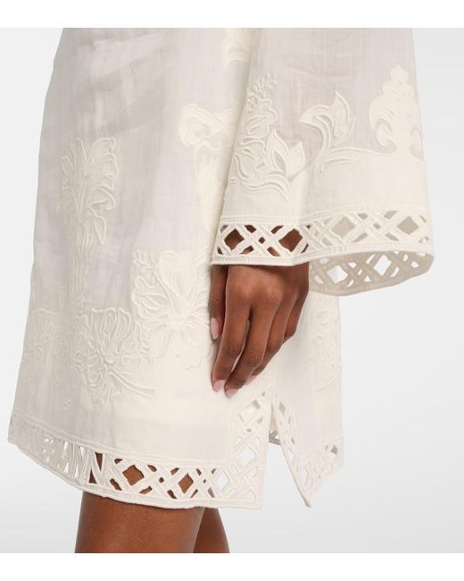 Zimmermann White Indra Embroidered Ramie Minidress