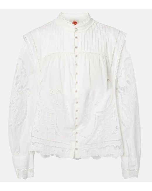 Farm Rio White Embroidery Cotton Blouse