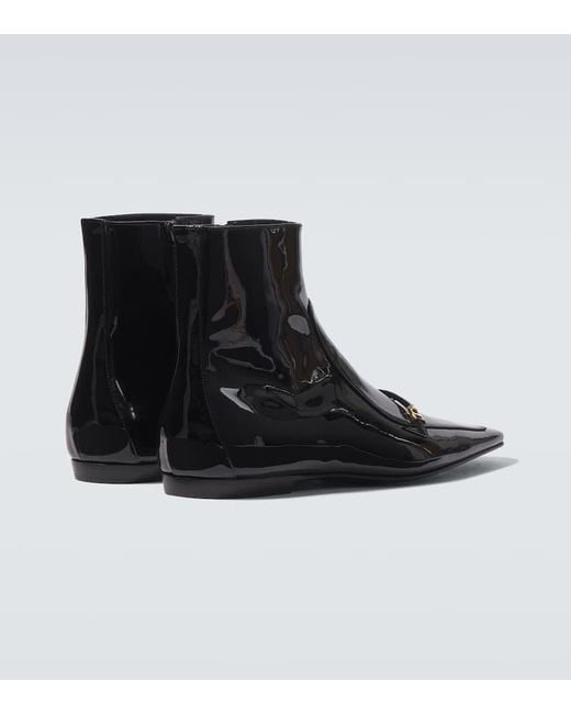 Saint Laurent Black Milton Patent Leather Boots for men