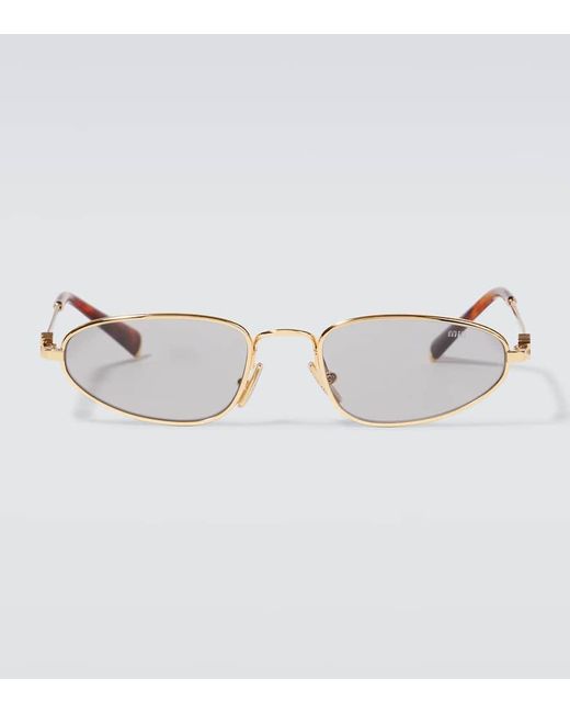 Miu Miu Ovale Sonnenbrille in Metallic für Herren