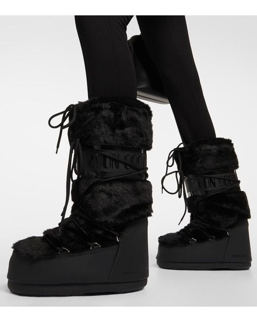 Icon Faux Fur Optical di Moon Boot in Black