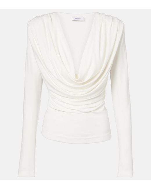 Wardrobe NYC White Draped Jersey Top