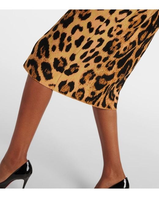 Oscar de la Renta Metallic Leopard-Print Off-Shoulder Midi Dress
