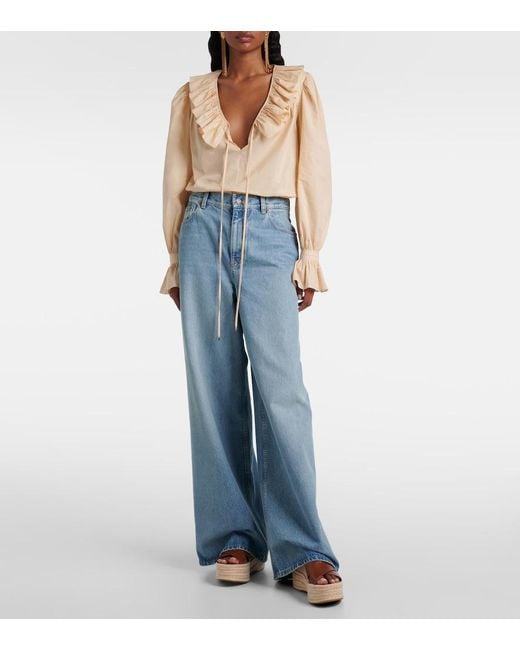 Chloé Brown Isla Leather Espadrille Wedges