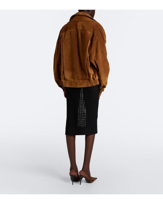 Saint Laurent Black Pointelle Pencil Skirt