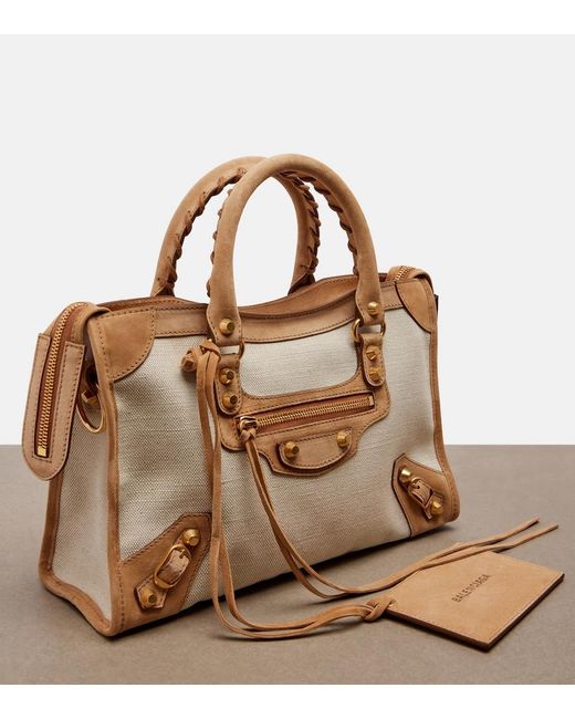 Balenciaga Brown Le City Small Canvas Top-Handle Bag
