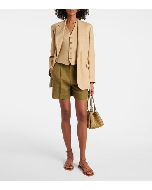 Ralph Lauren Natural Tracy Pleated Linen Shorts