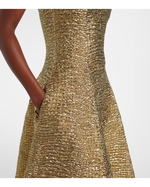 Emilia Wickstead Natural Mara Metallic-Effect Seersucker Midi Dress