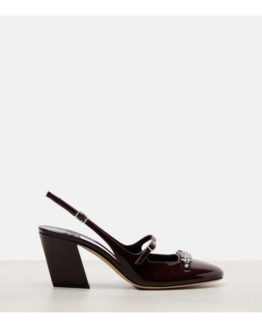 Jimmy Choo Brown Verzierte Slingback-Pumps Belinda 70 Aus Lackleder