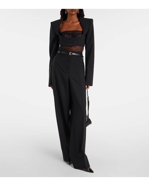 Nensi Dojaka Black Crepe Crop Top