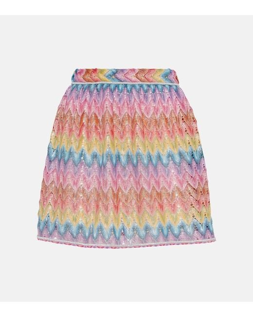 Missoni Red Minirock Aus Haekelstrick